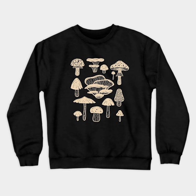 Goblincore Cream Cottagecore Fungi Mushroom Crewneck Sweatshirt by uncommontee